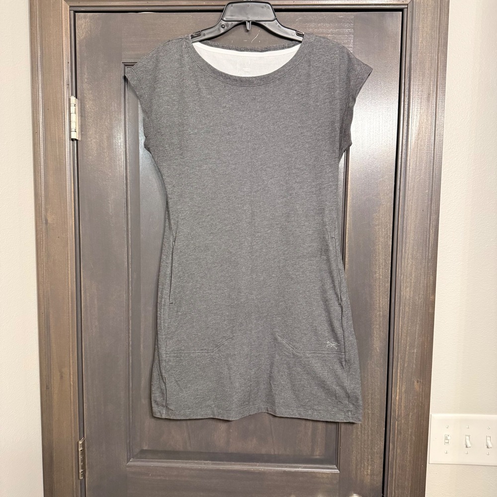 Arcteryx Contenta Dress Womens Small Grey Cap Sleeve Cotton Blend Mini Pockets